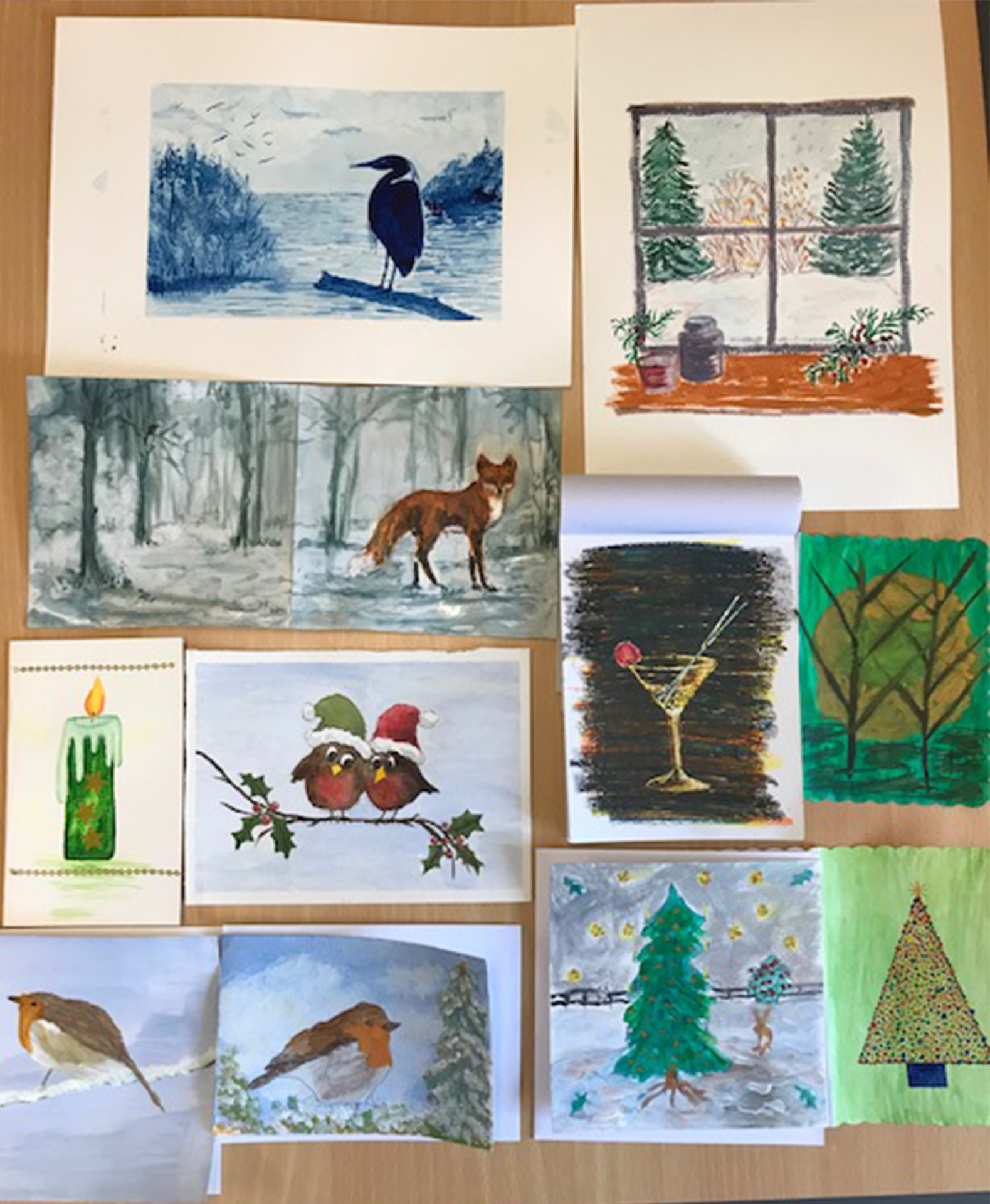 art 1 and 2 Christmas card designs